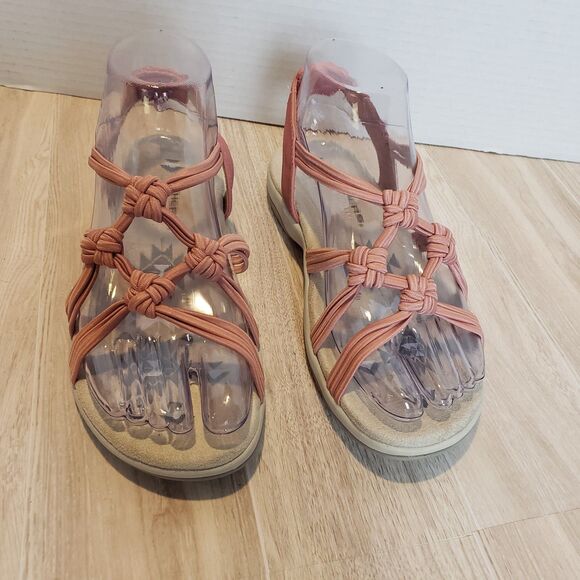 Skechers Reggae Slim Pink Sandals Women’s Size 5 Memory Foam Crisscross Stretch - Picture 2 of 7